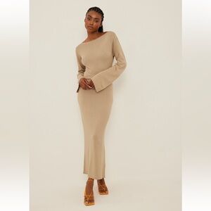 Fine knit open back detail dress